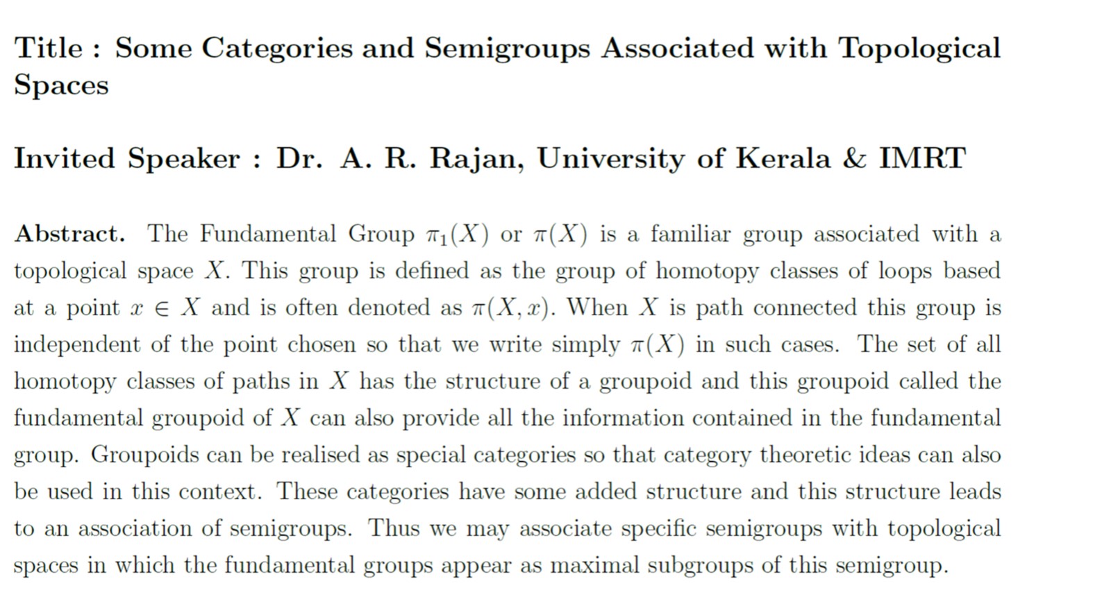 A R Rajan Abstract
